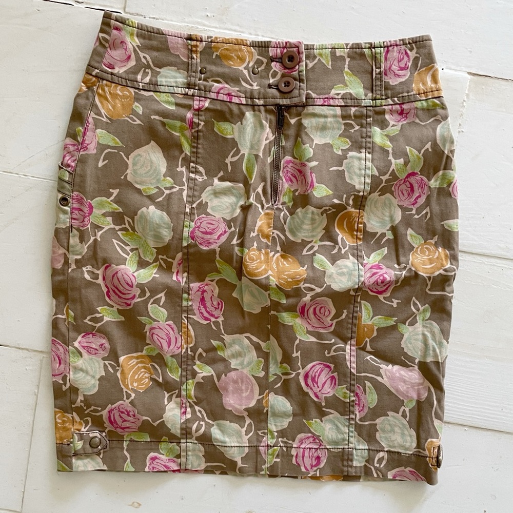 Anthropologie hei hei floral roses pencil skirt